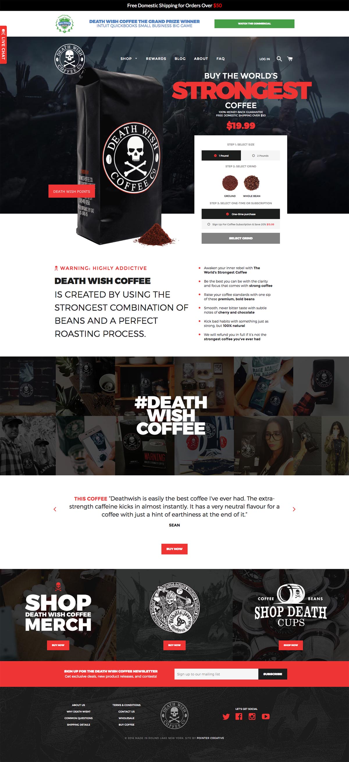 eCommerce website: Death Wish Coffee