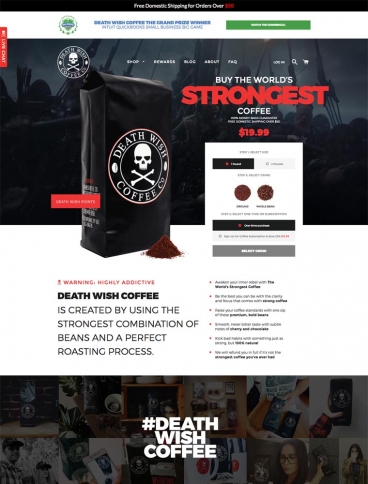 eCommerce website: Death Wish Coffee