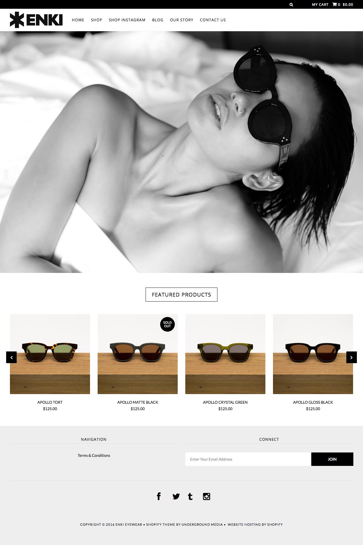 eCommerce website: Enki Eyewear