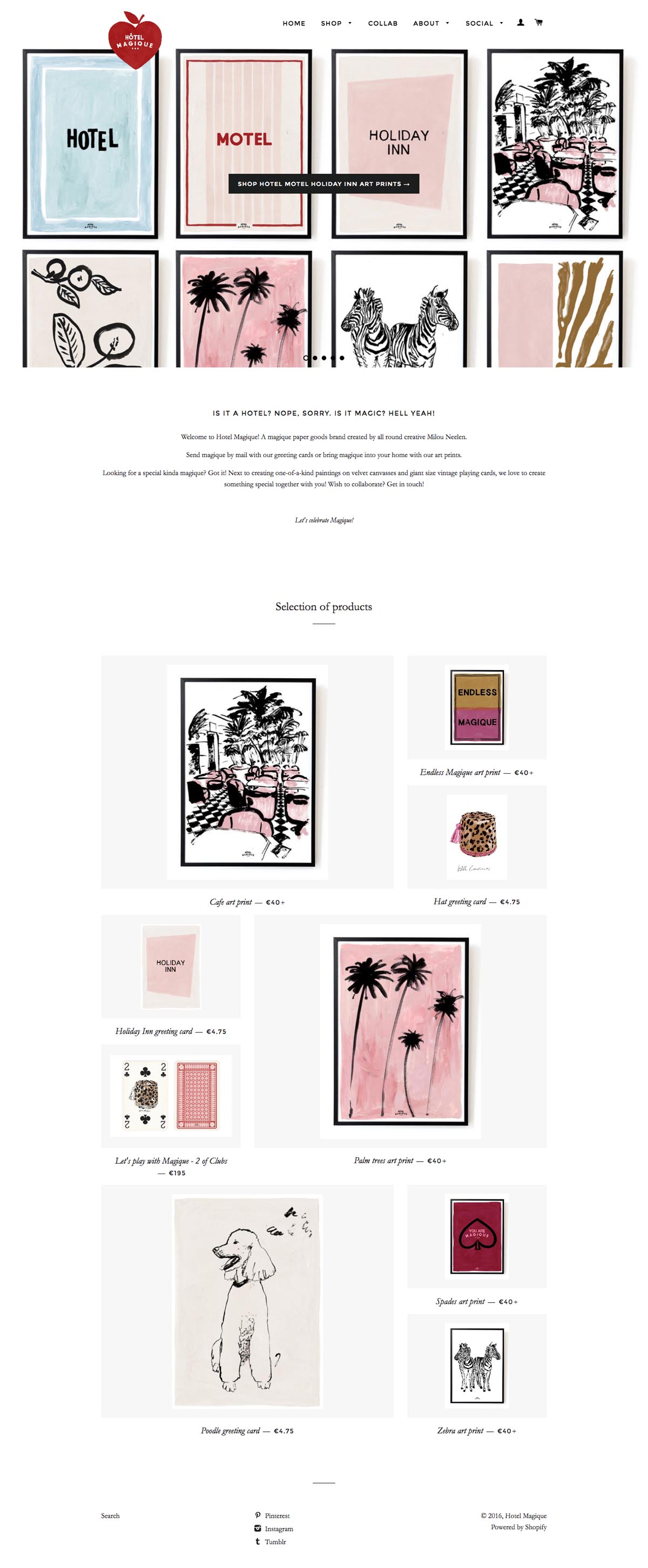 eCommerce website: Hotel Magique