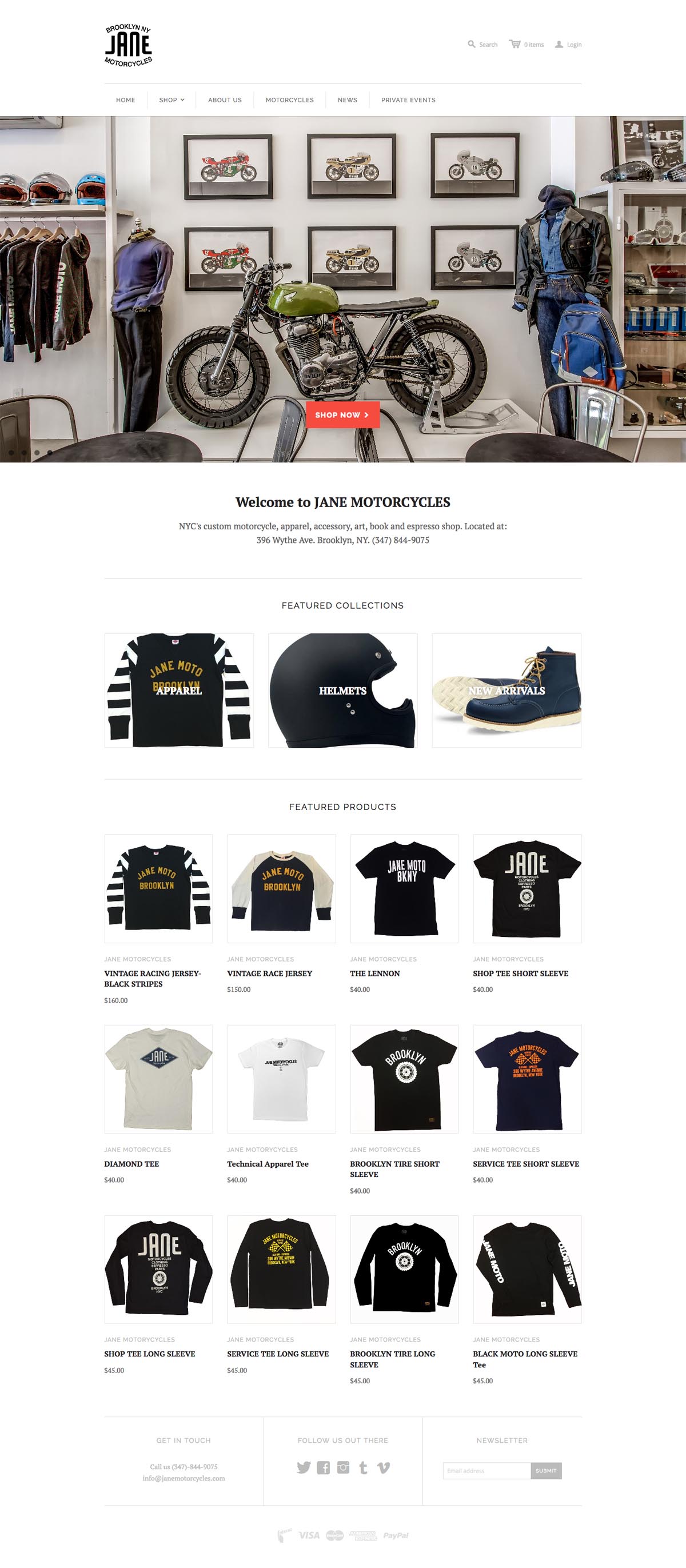 eCommerce website: JANE Motorcycles