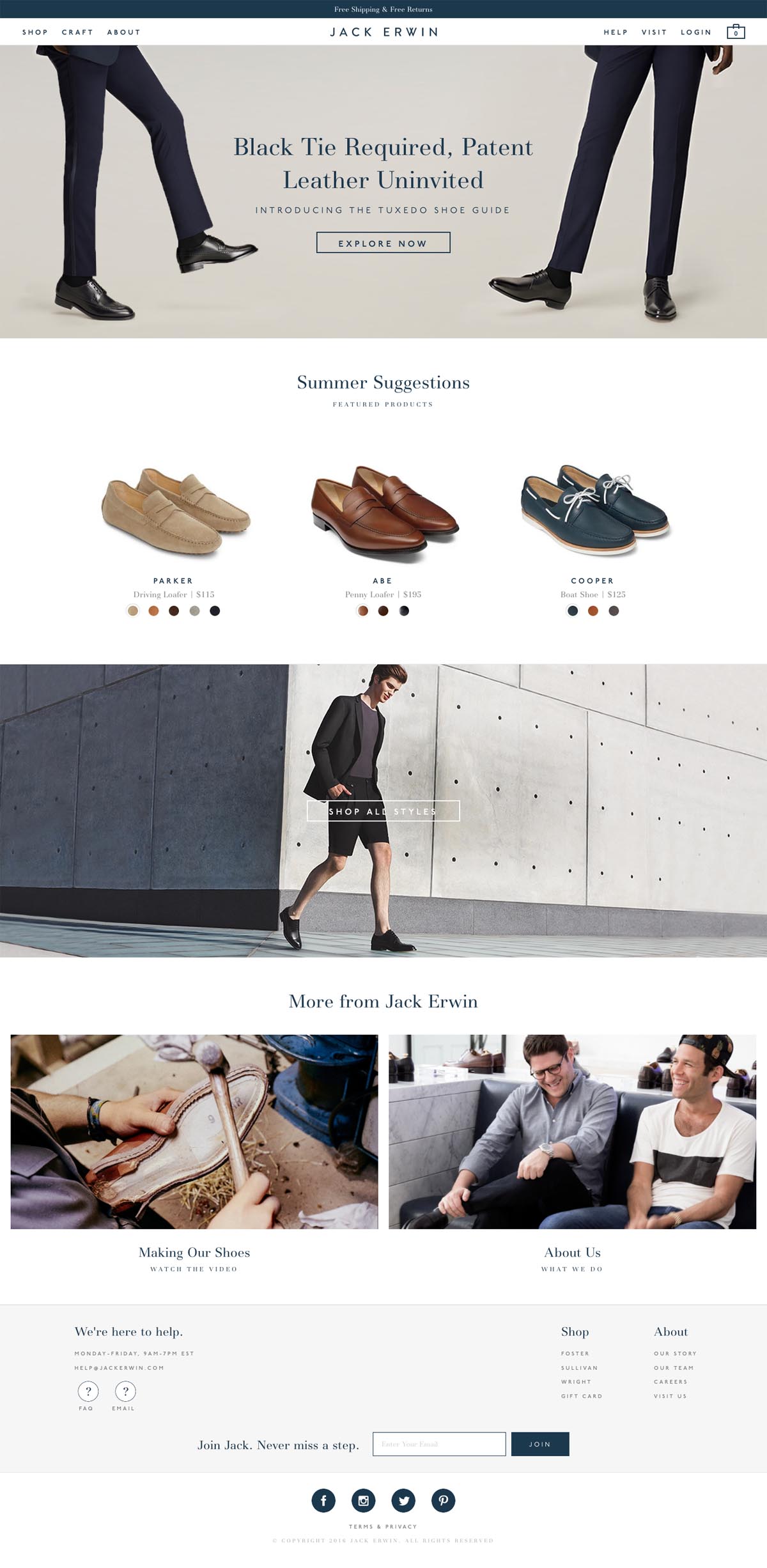eCommerce website: Jack Erwin