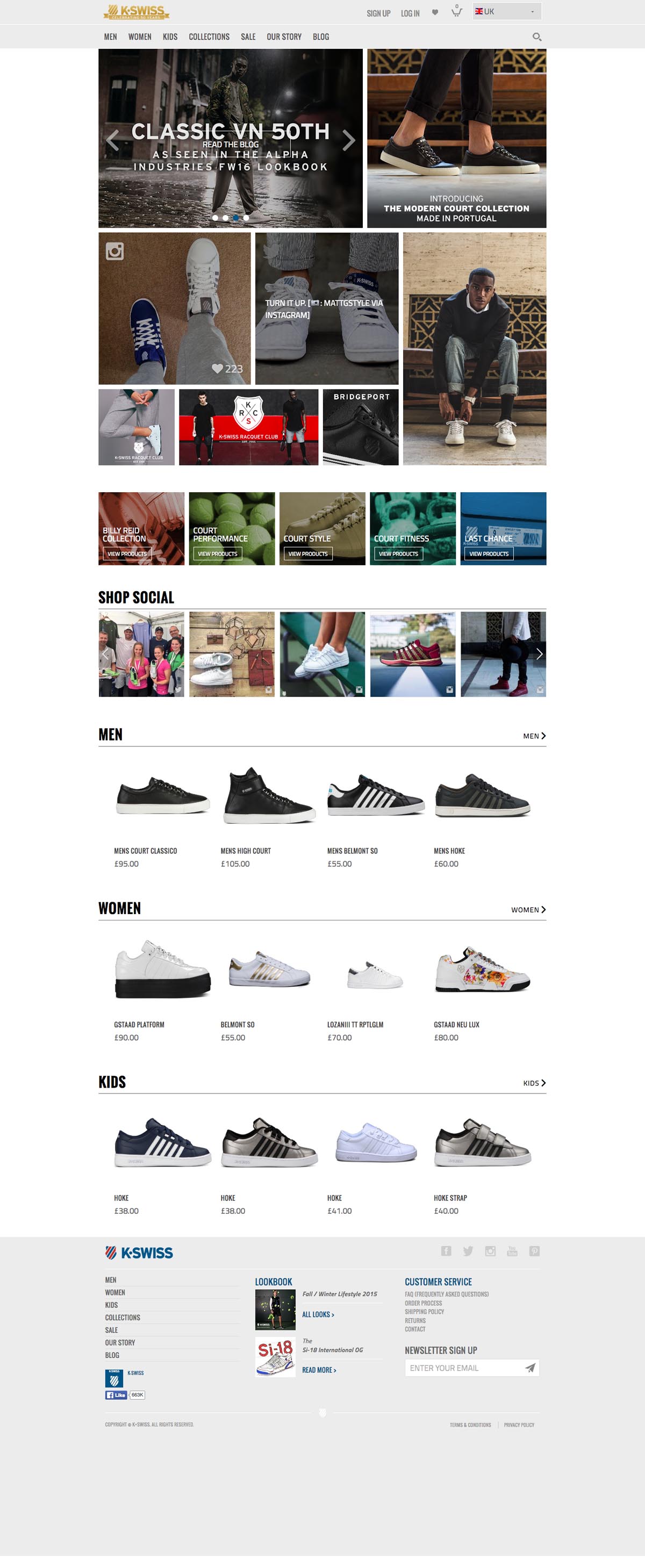 eCommerce website: K-Swiss