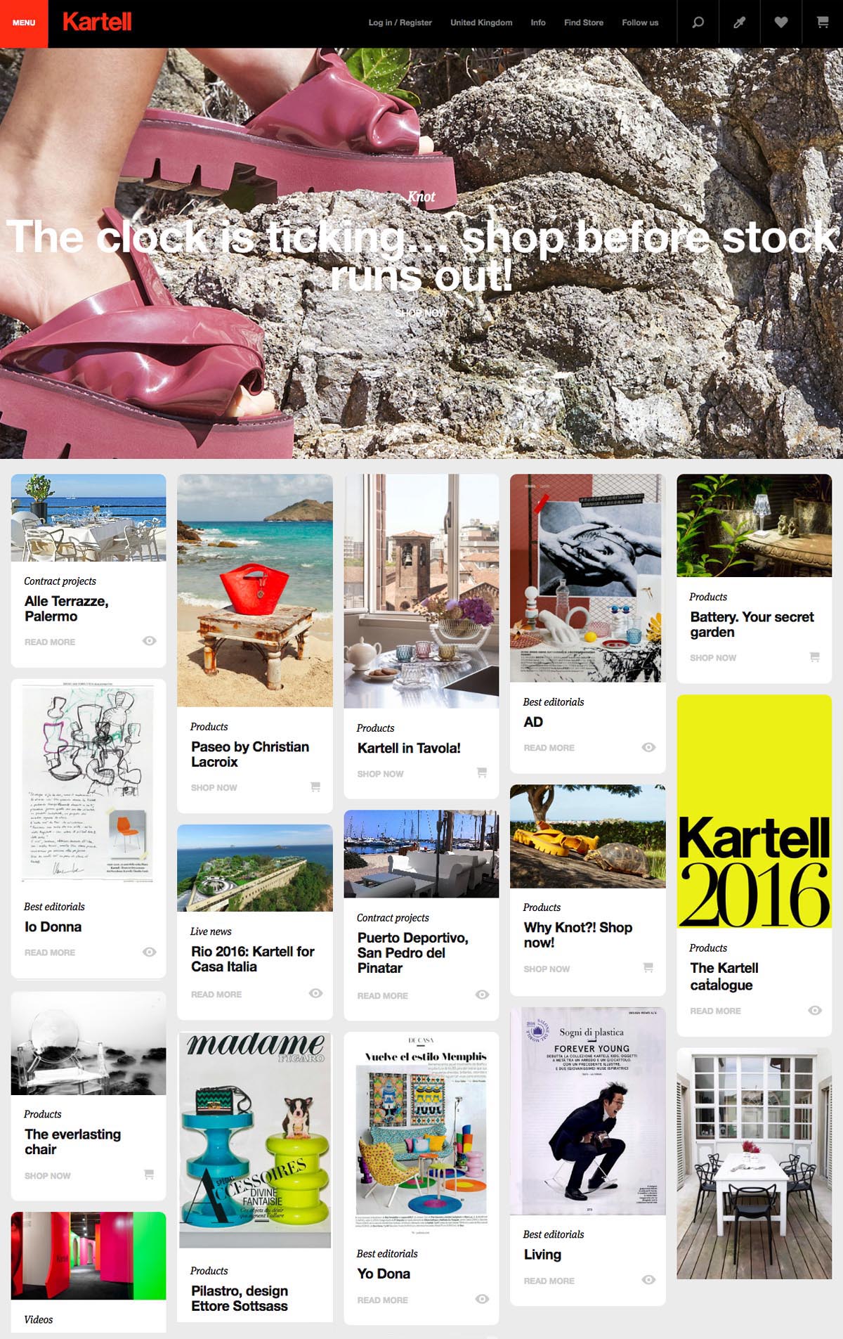 eCommerce website: Kartell
