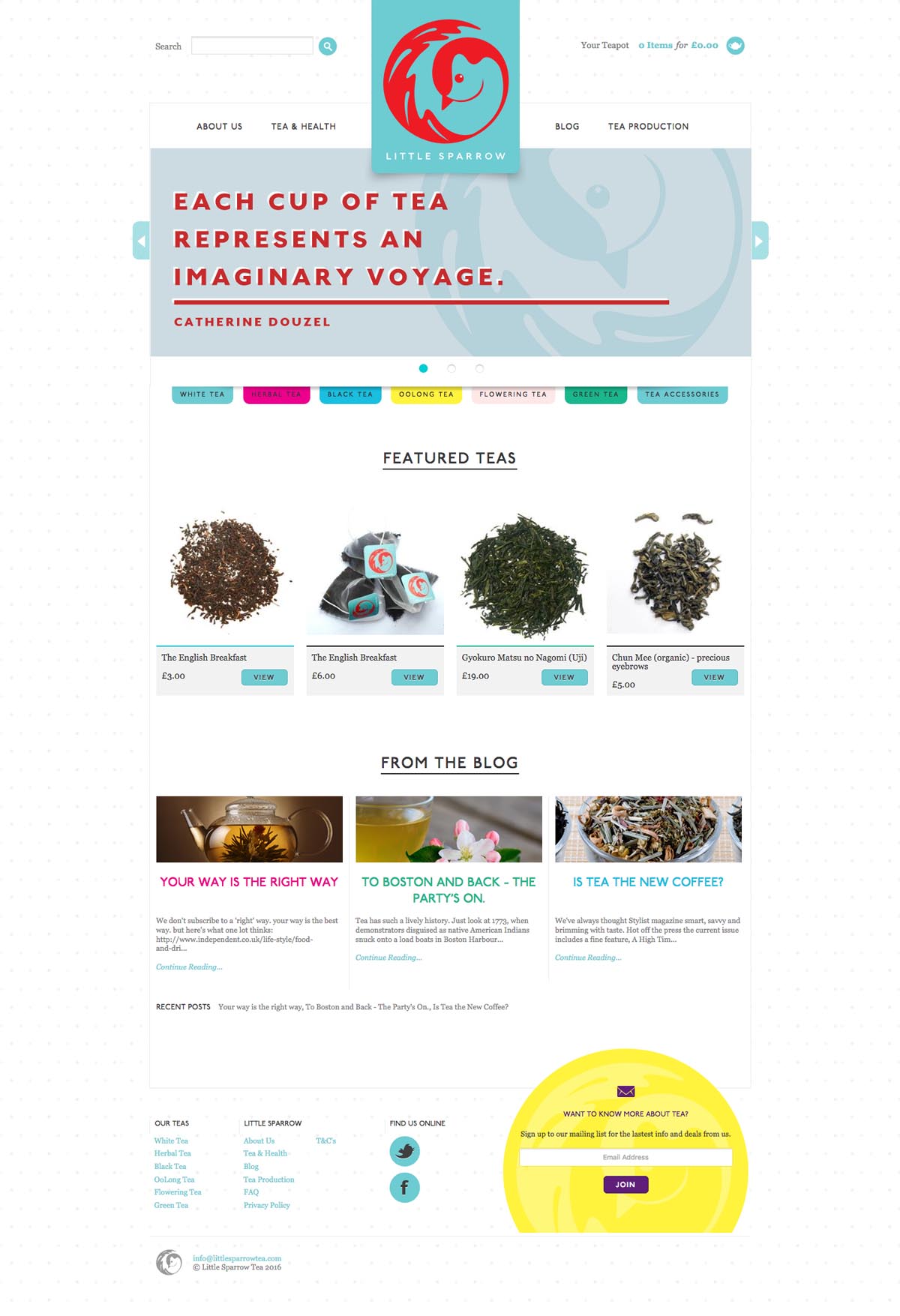 eCommerce website: Little Sparrow Tea