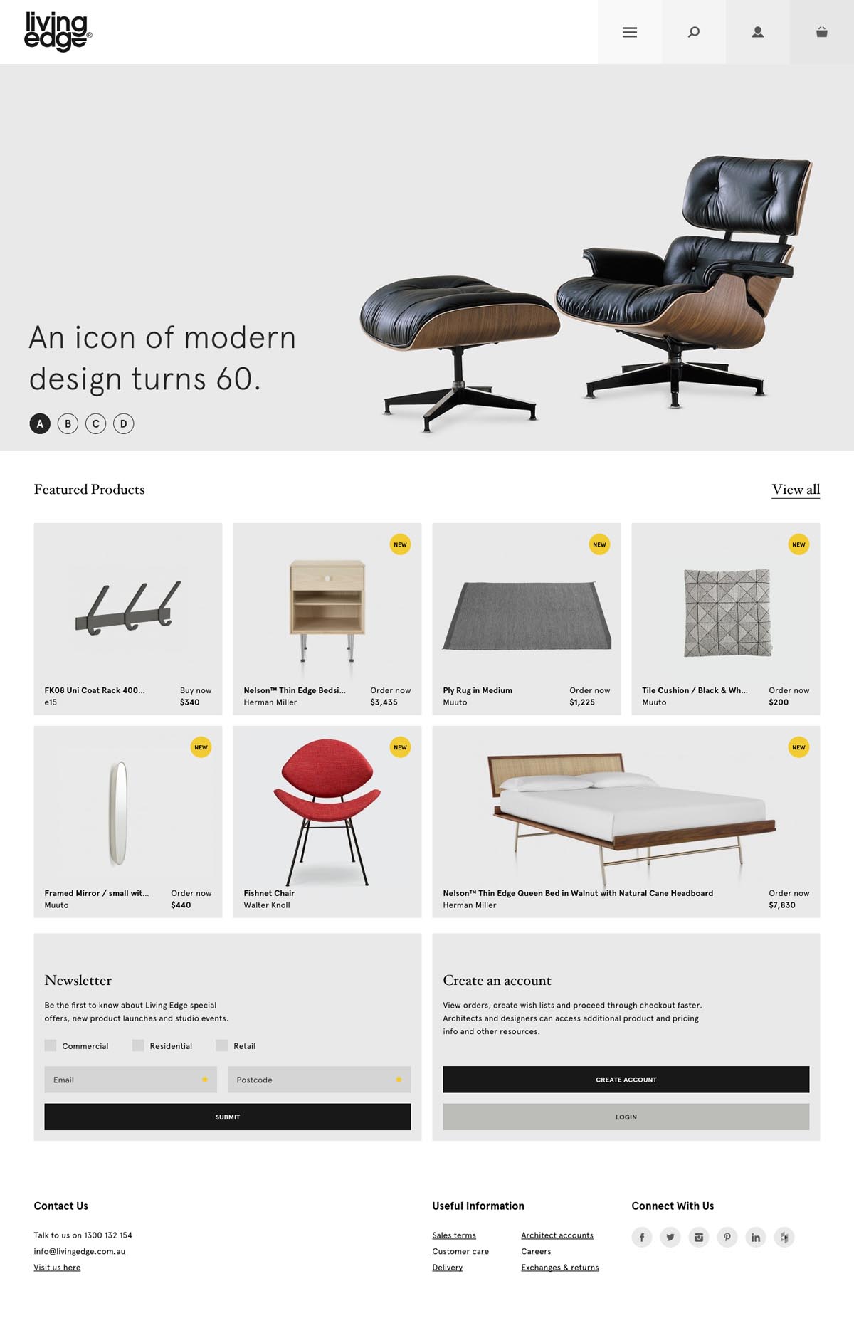 eCommerce website: Living Edge