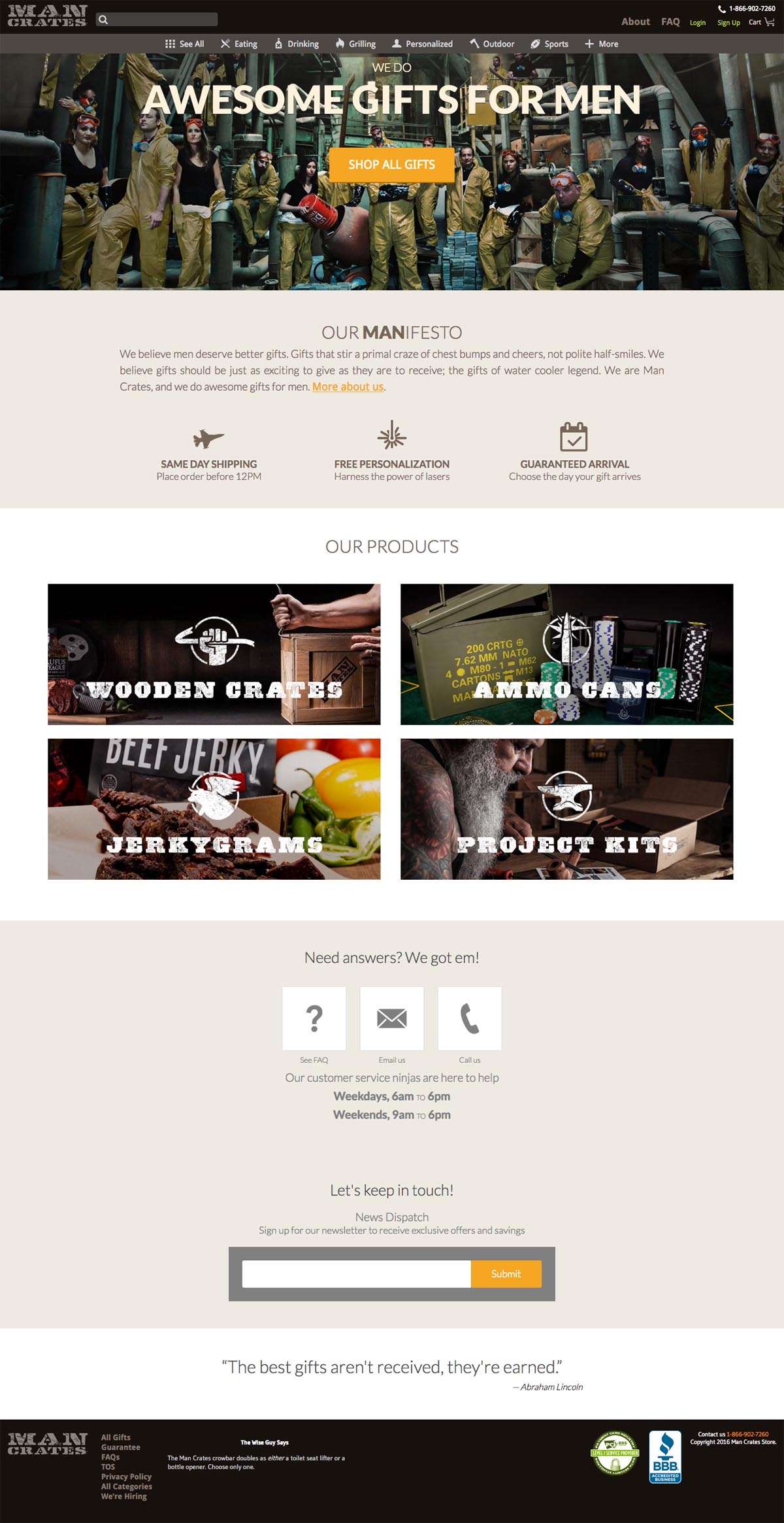 eCommerce website: Man Crates