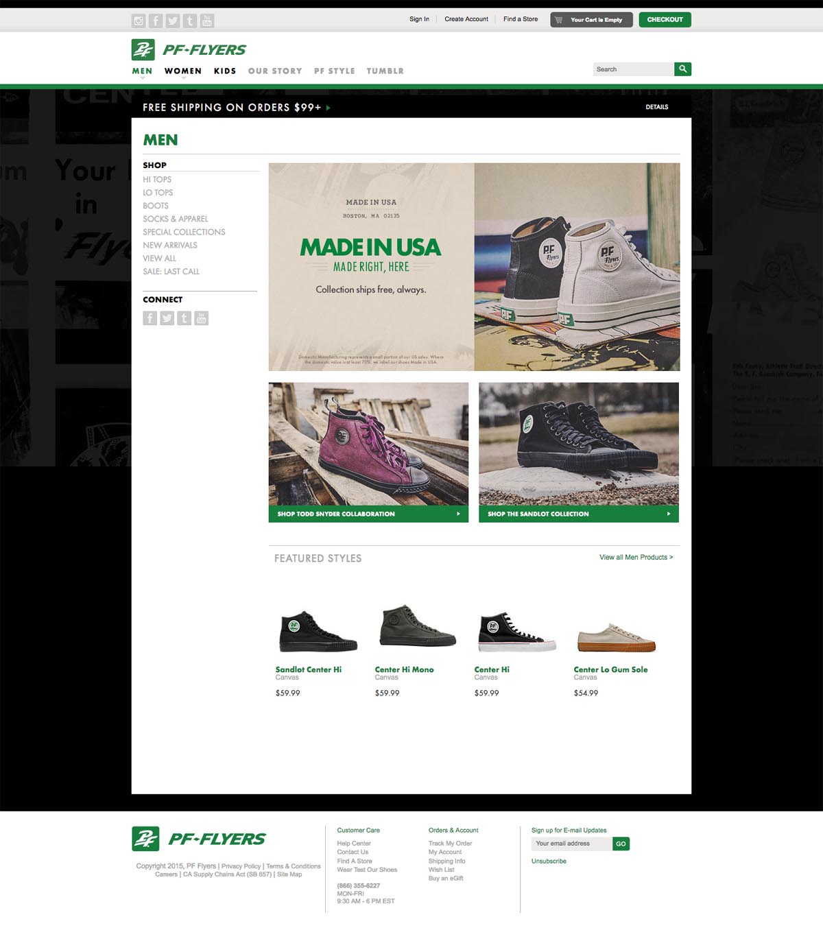 eCommerce website: PF Flyers