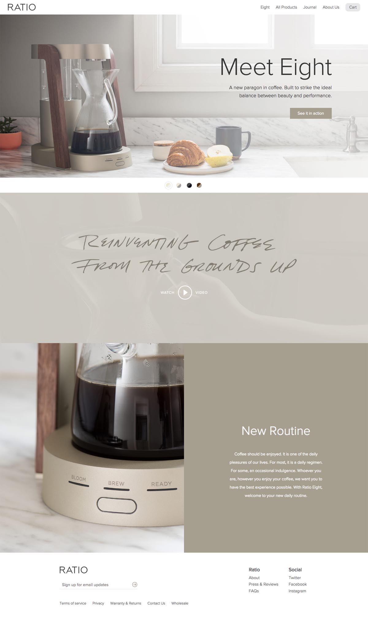 eCommerce website: Ratio Coffee