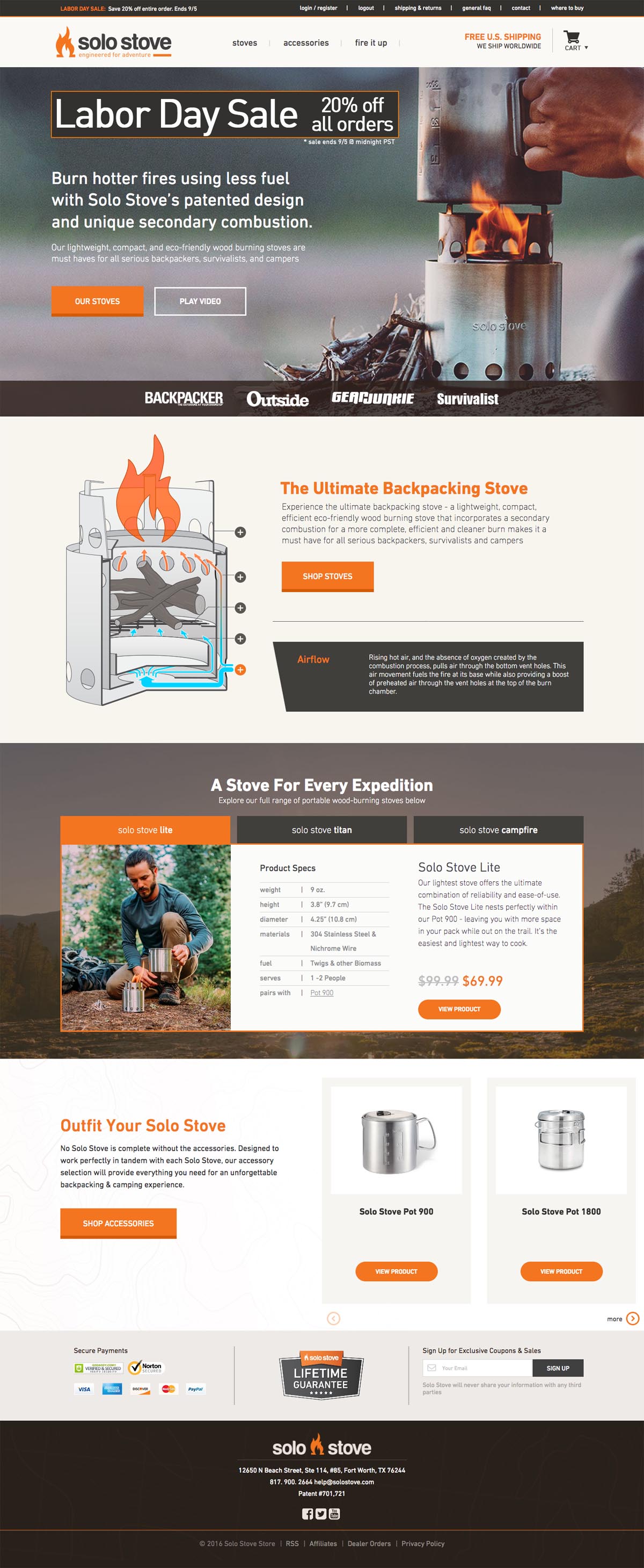eCommerce website: Solo Stove