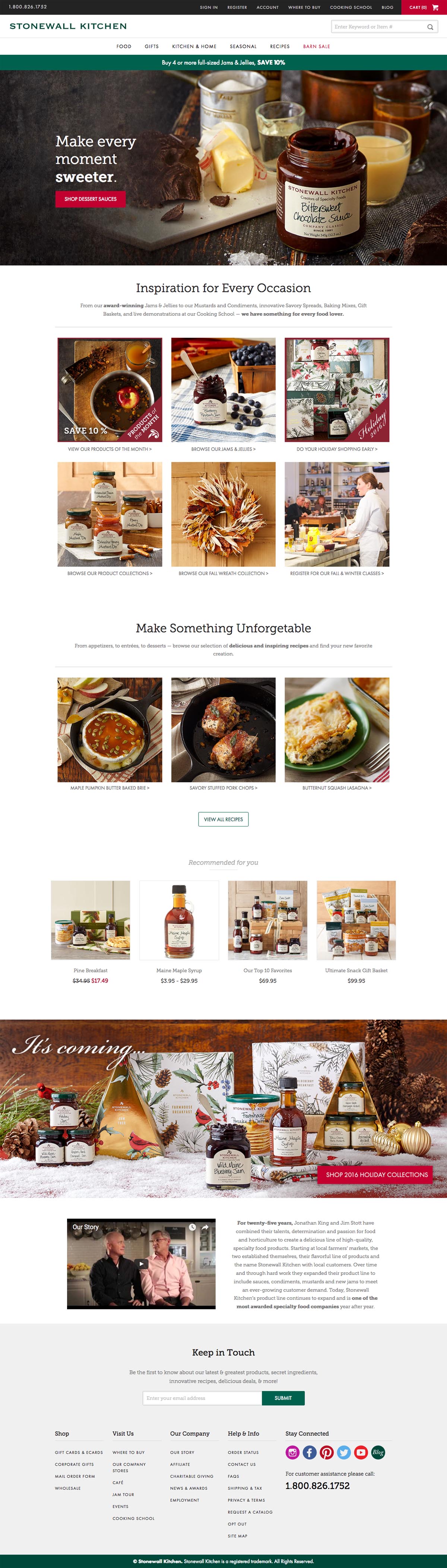 eCommerce website: Stonewall Kitchen