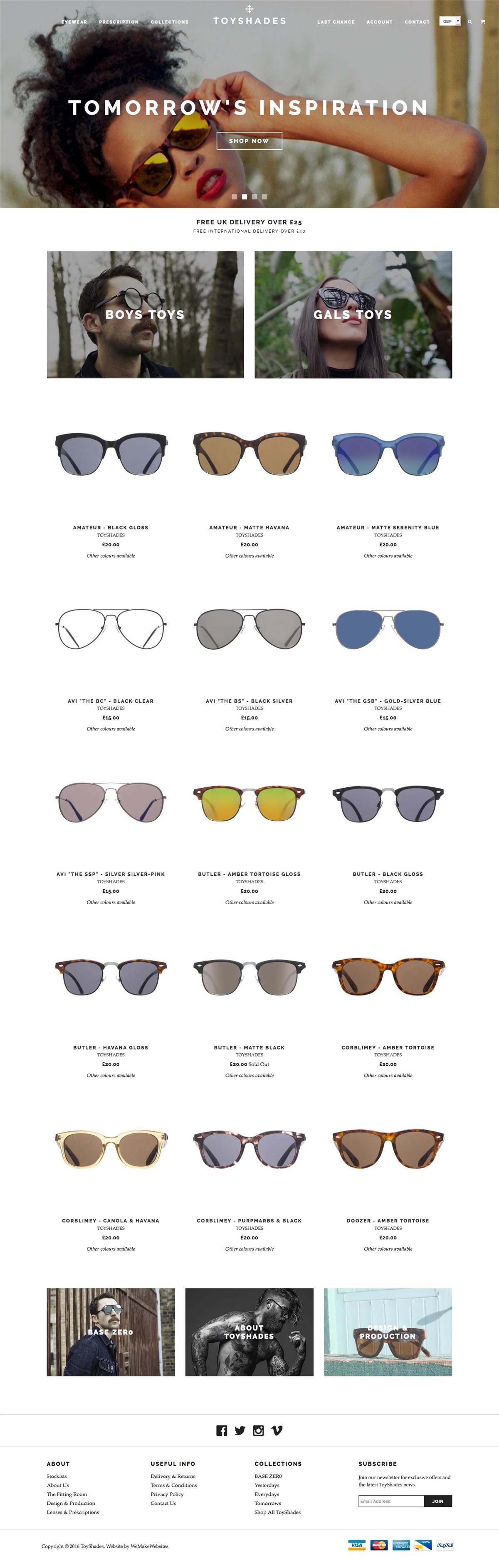 eCommerce website: ToyShades