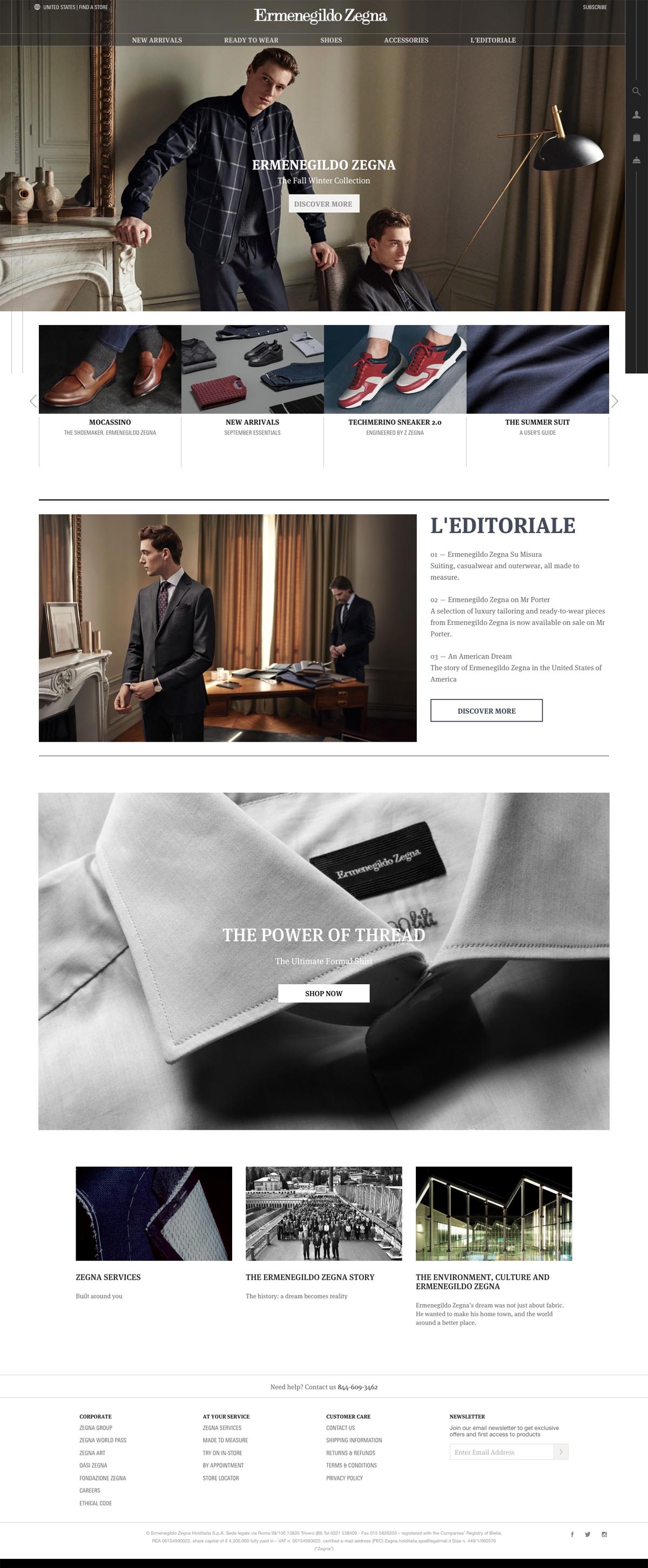 eCommerce website: Zegna