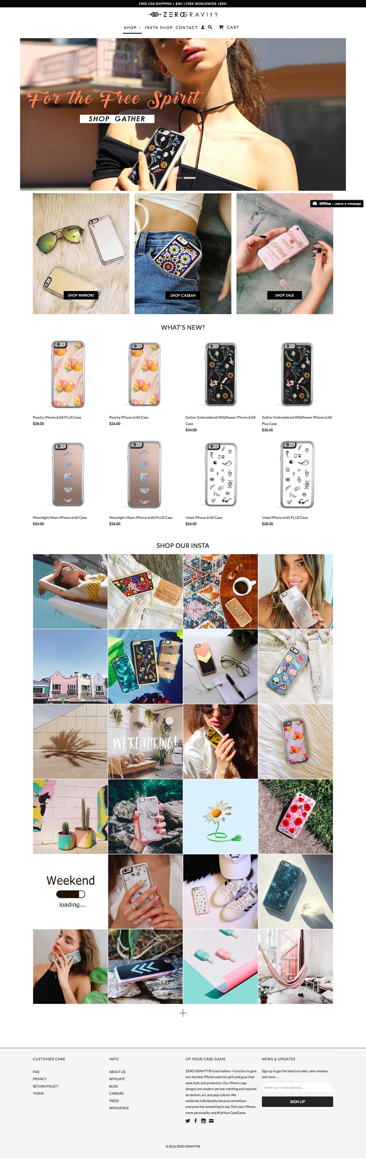 eCommerce website: Zero Gravity