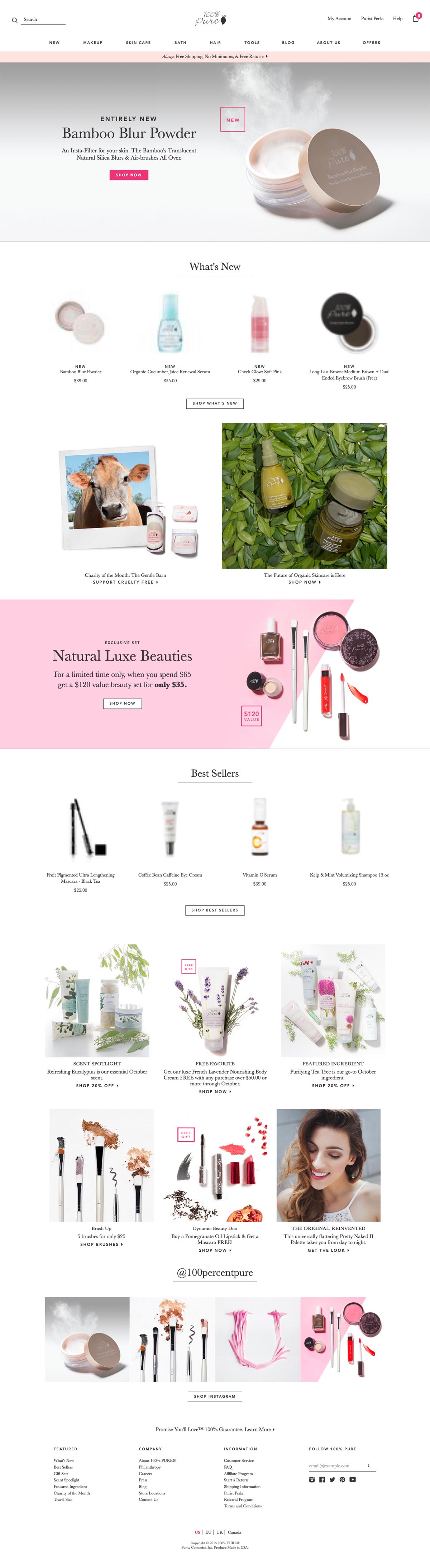 eCommerce website: 100% PURE