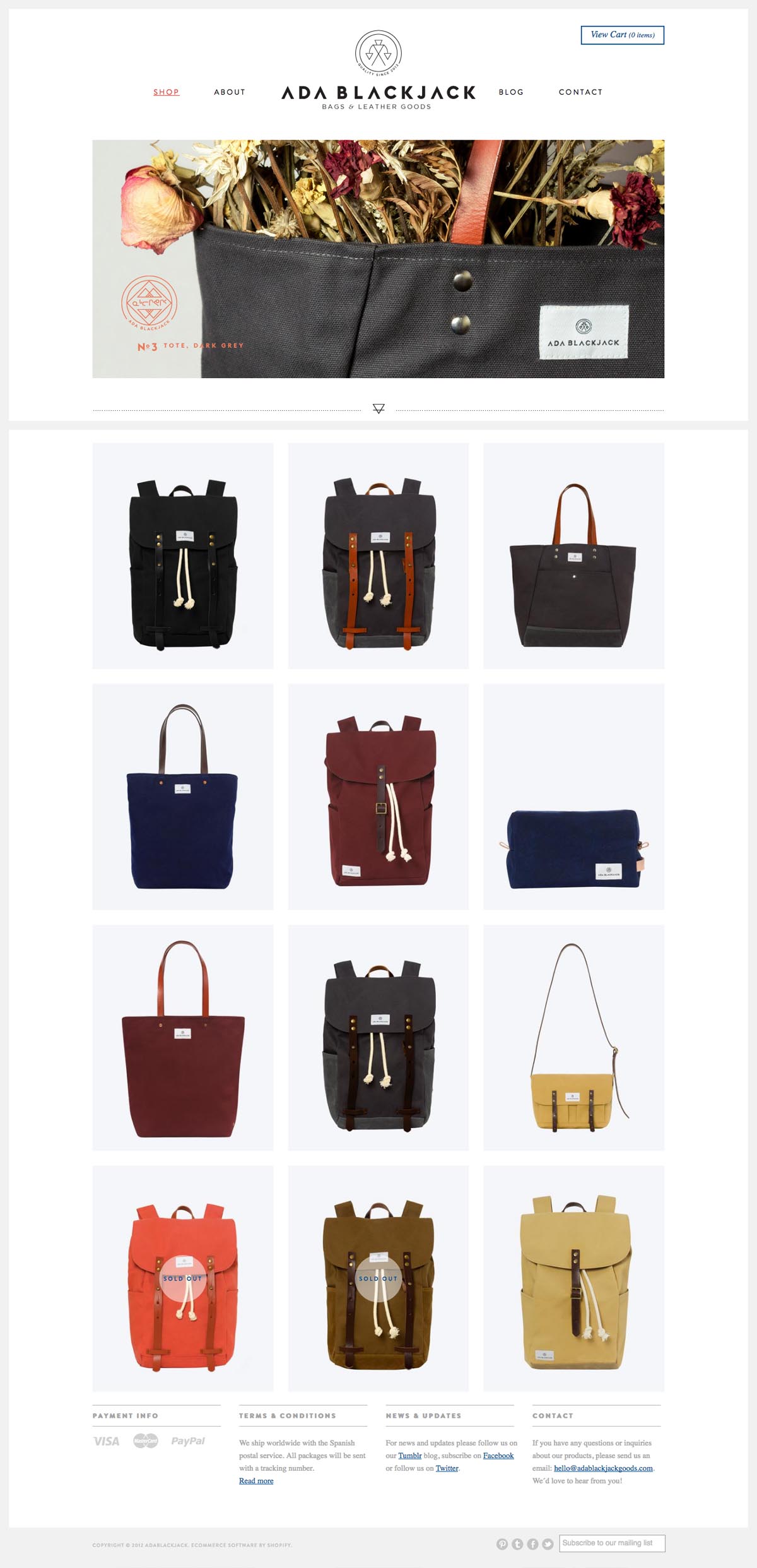 eCommerce website: Ada Blackjack