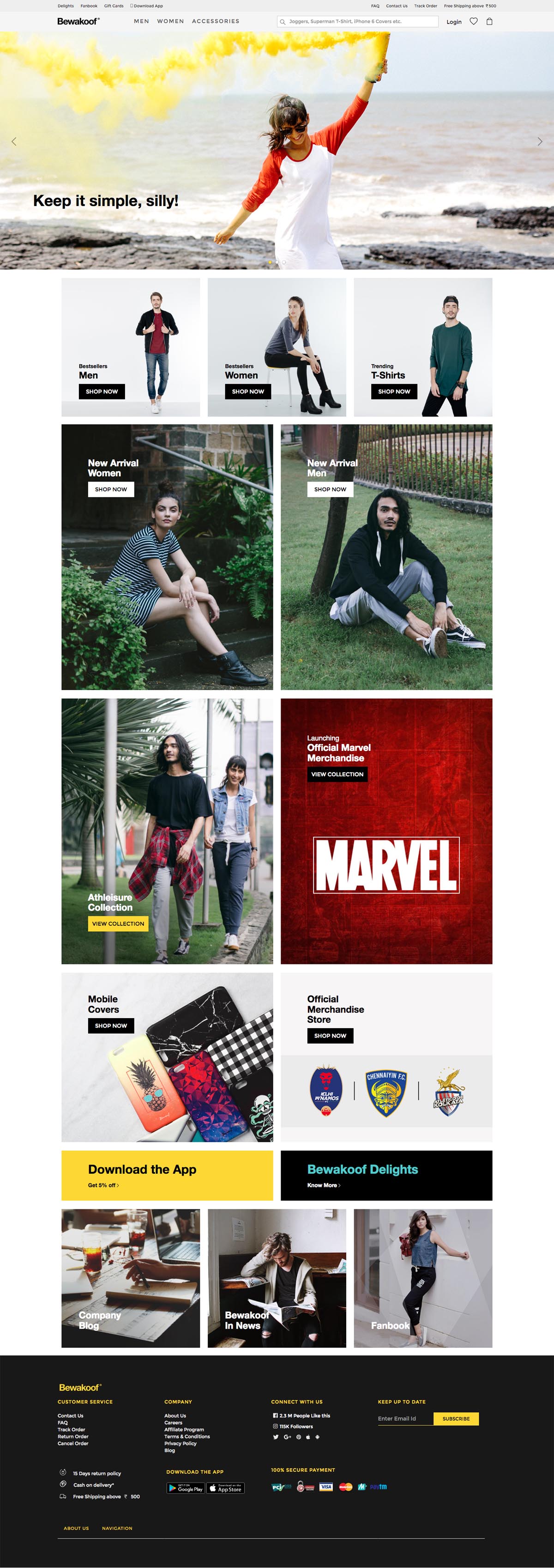 eCommerce website: Bewakoof