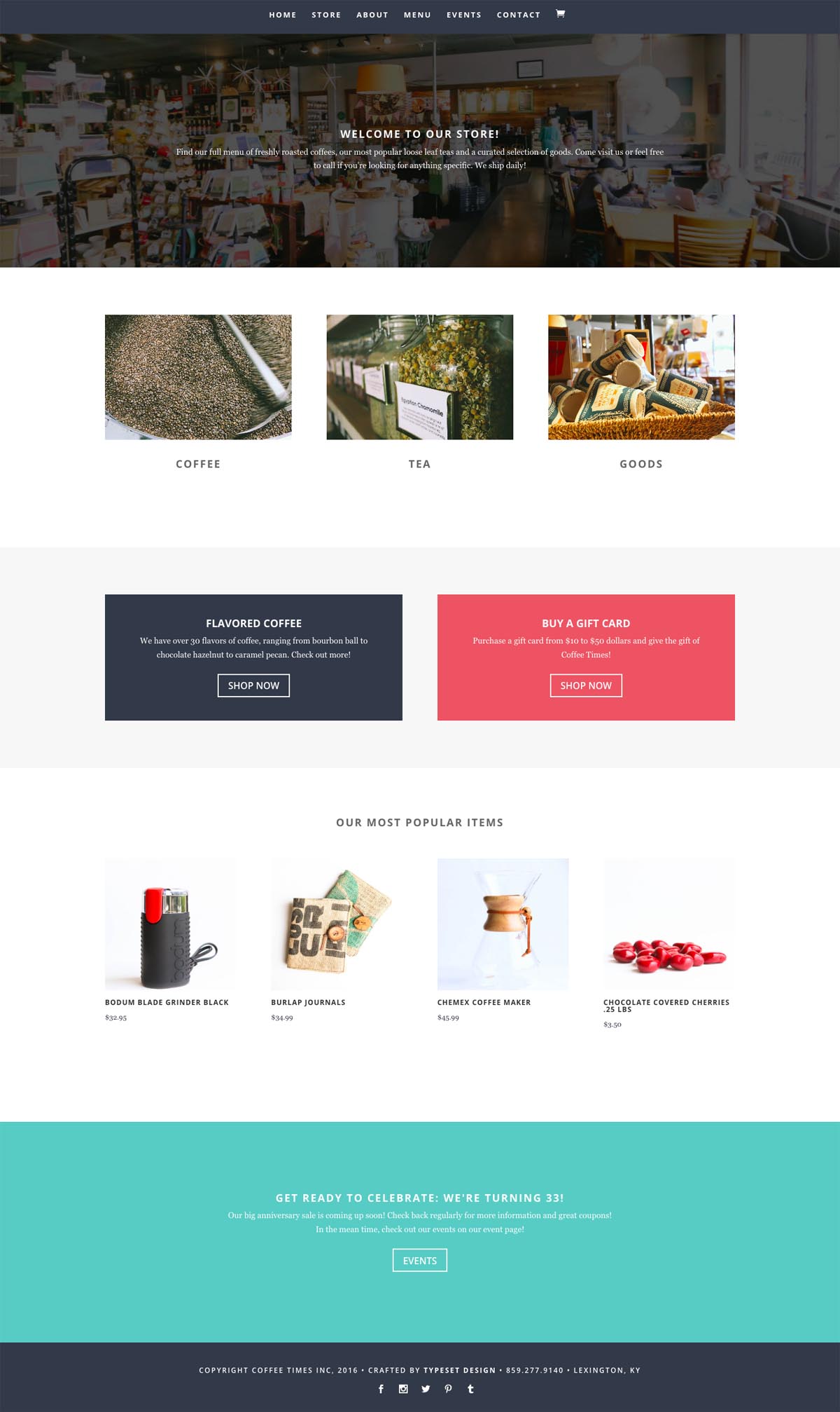 eCommerce website: Coffee Times