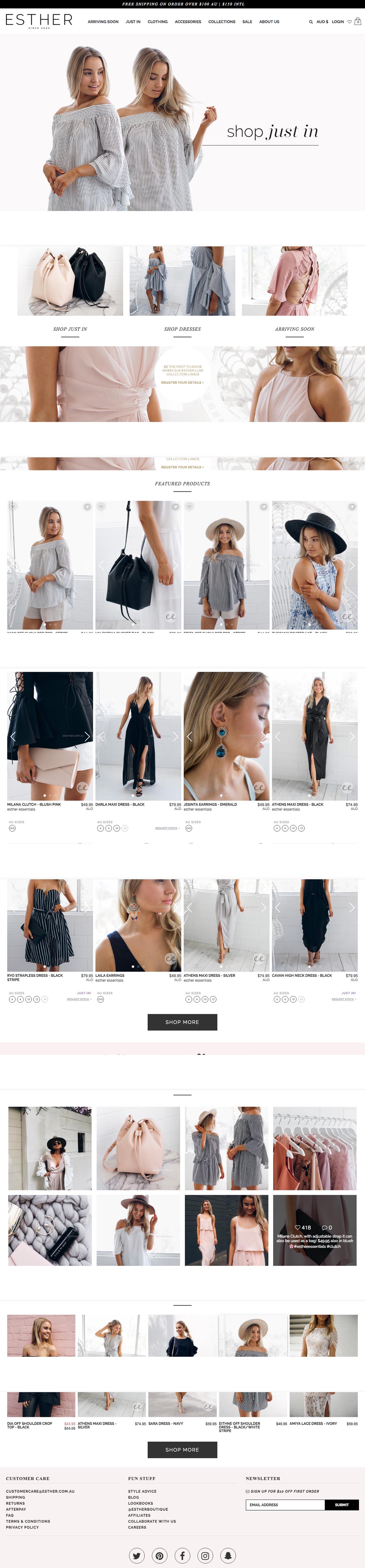 eCommerce website: Esther