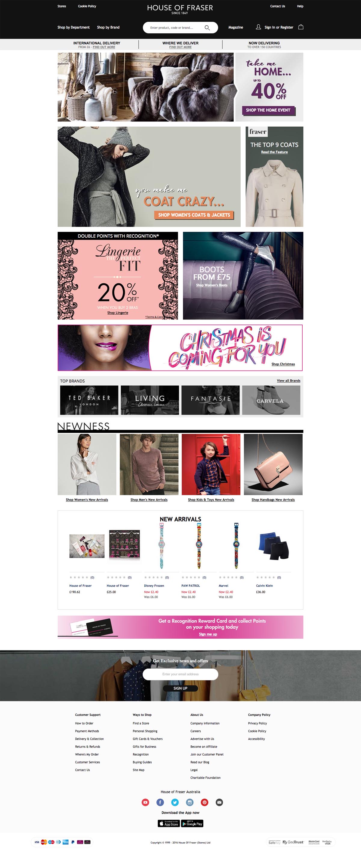 eCommerce website: House of Fraser