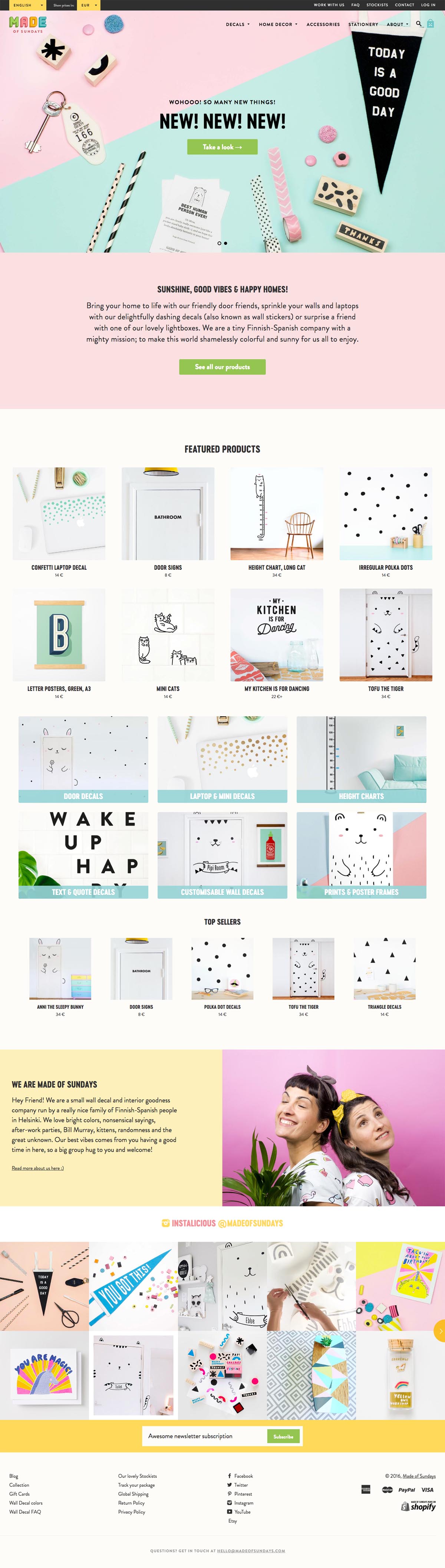 eCommerce website: Made of Sundays