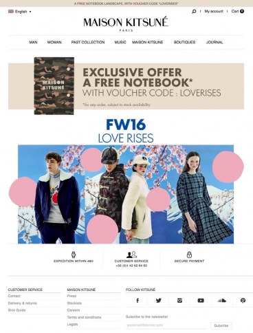 eCommerce website: Maison Kitsune