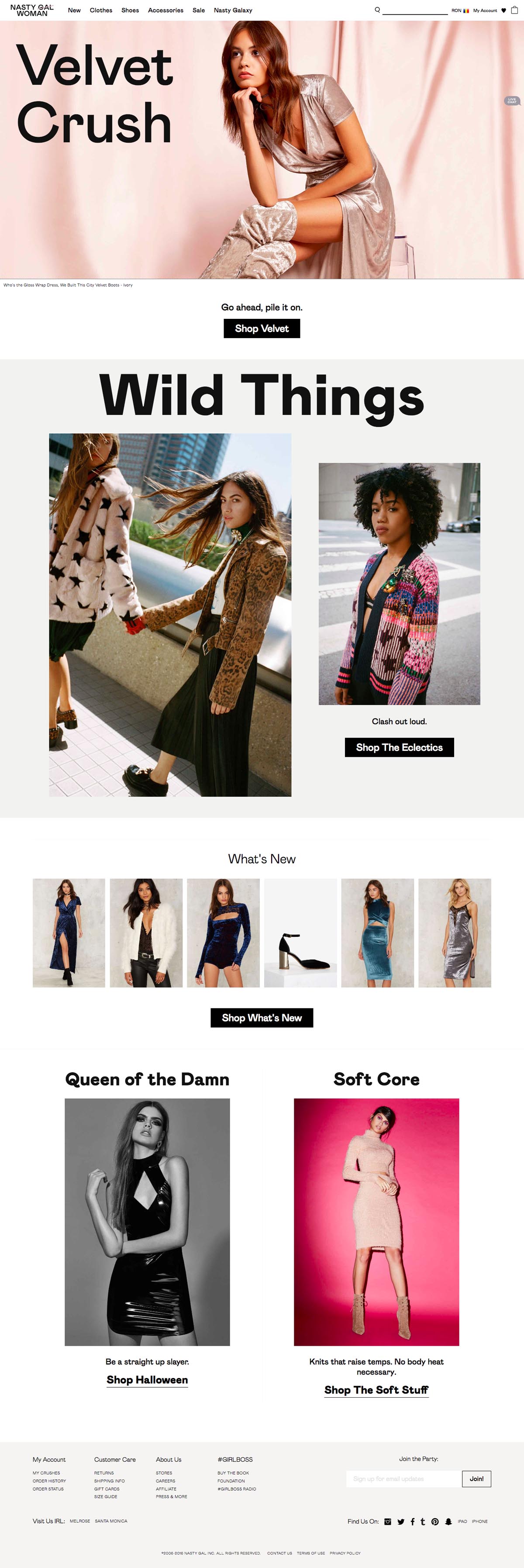 eCommerce website: Nasty Gal