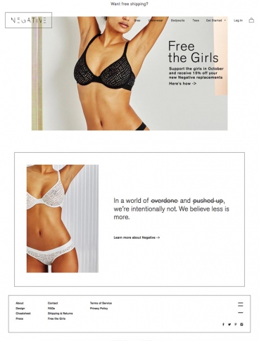 eCommerce website: Negative Underwear