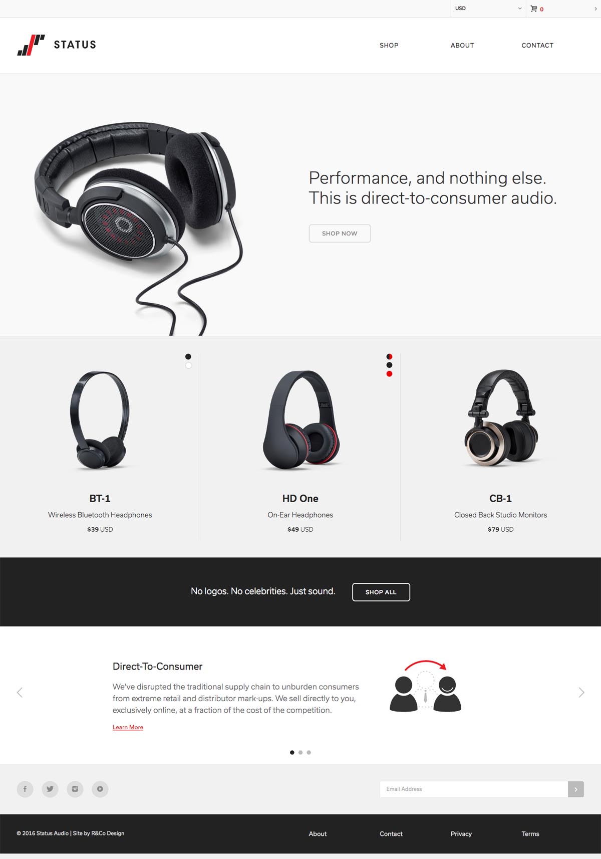 eCommerce website: Status Audio