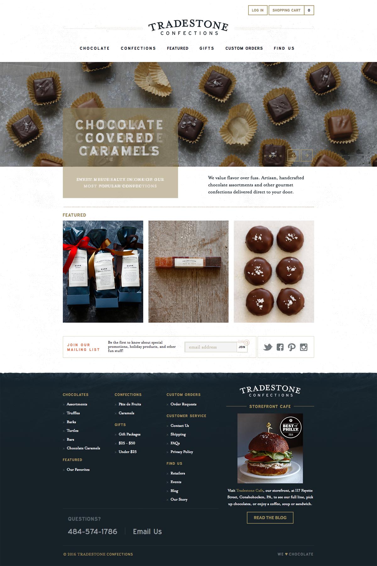 eCommerce website: Tradestone Confections