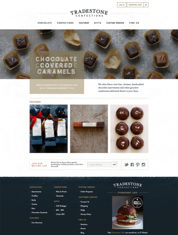 eCommerce website: Tradestone Confections