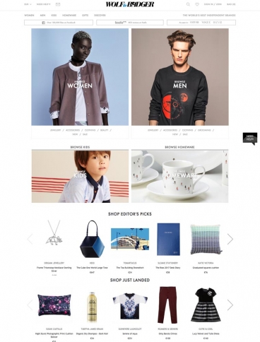 eCommerce website: Wolf and Badger