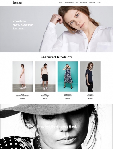 eCommerce website: Hebe Designer Boutique