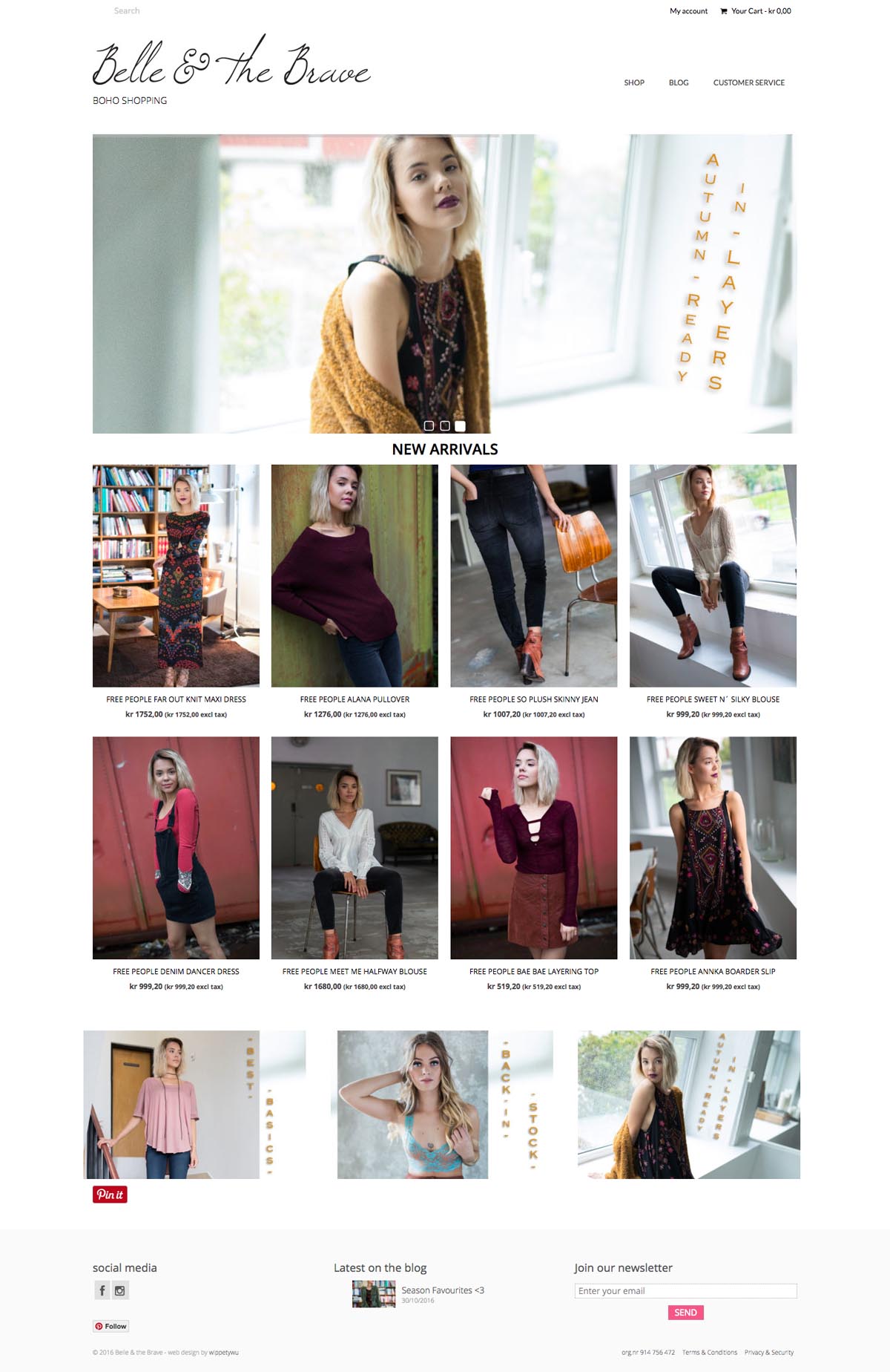 eCommerce website: Belle & the Brave