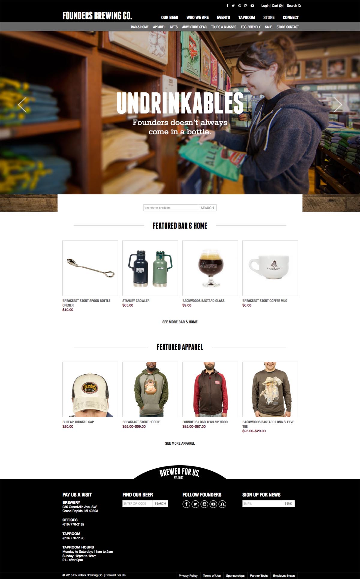 eCommerce website: Founders Brewing Co.