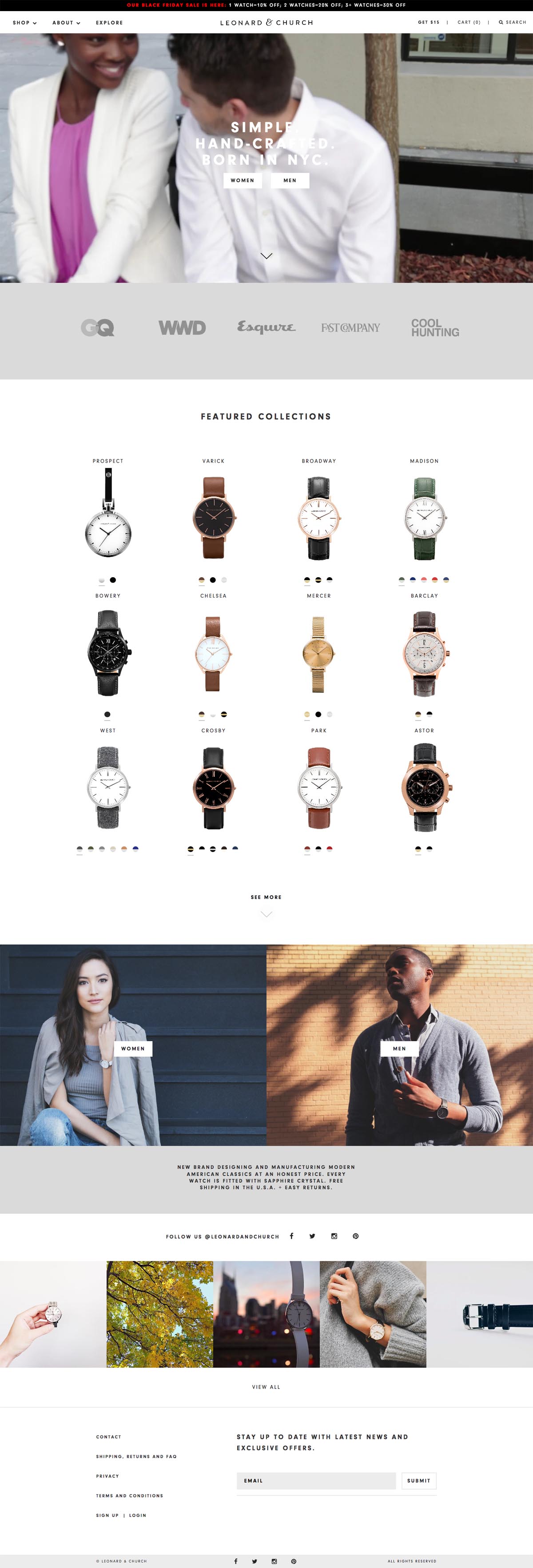 eCommerce website: Leonard & Church