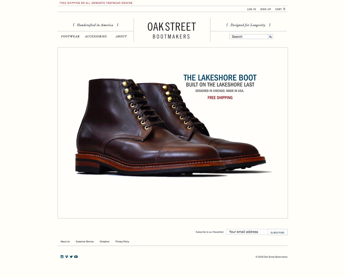 eCommerce website: Oak Street