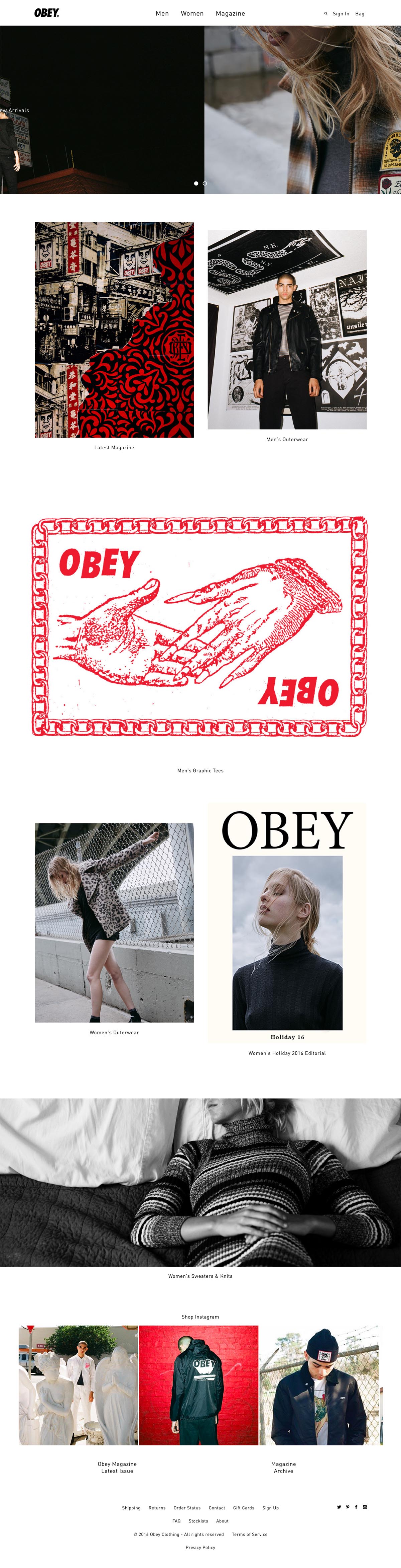 eCommerce website: OBEY Clothing