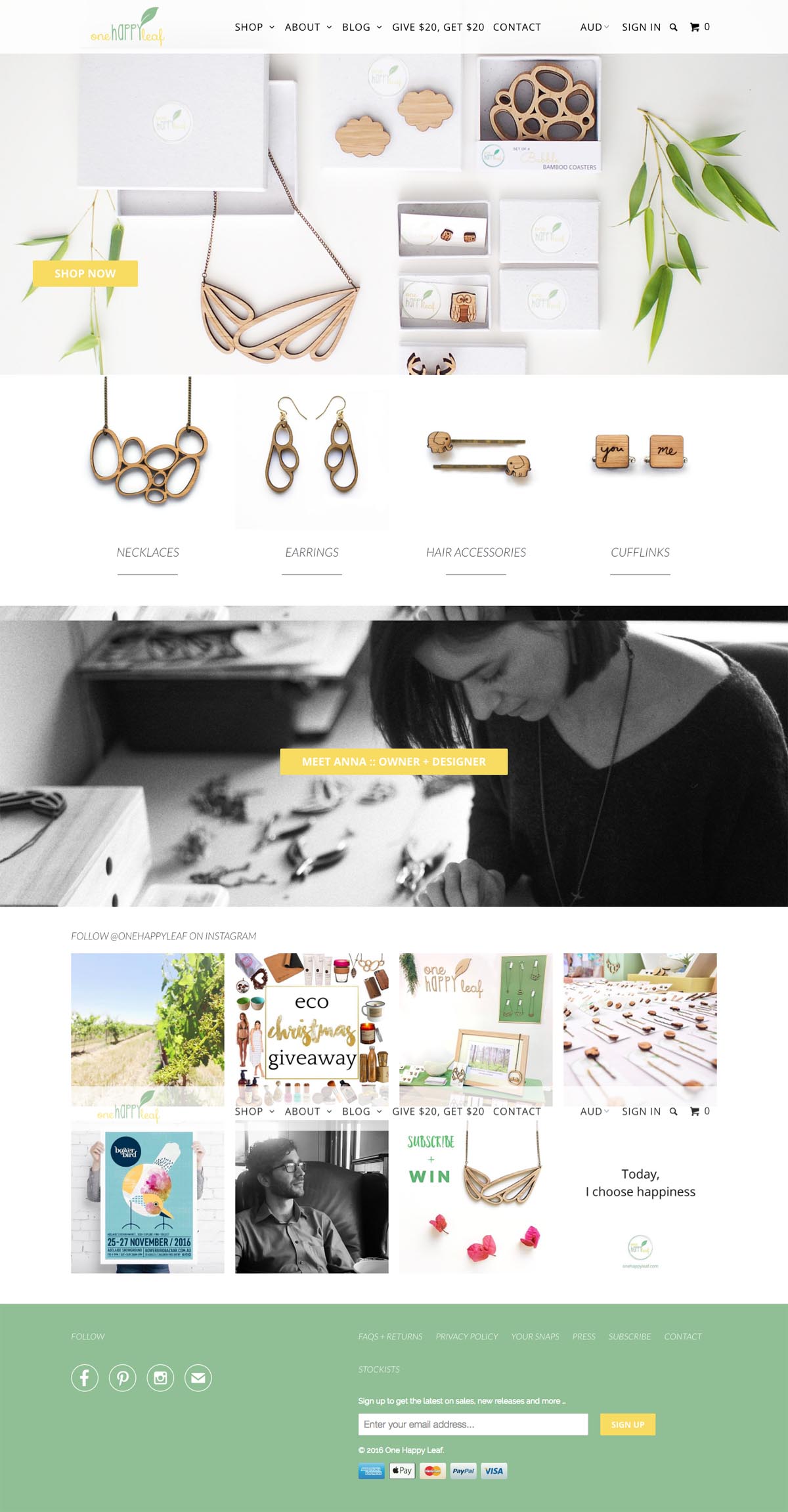 eCommerce website: One Happy Leaf