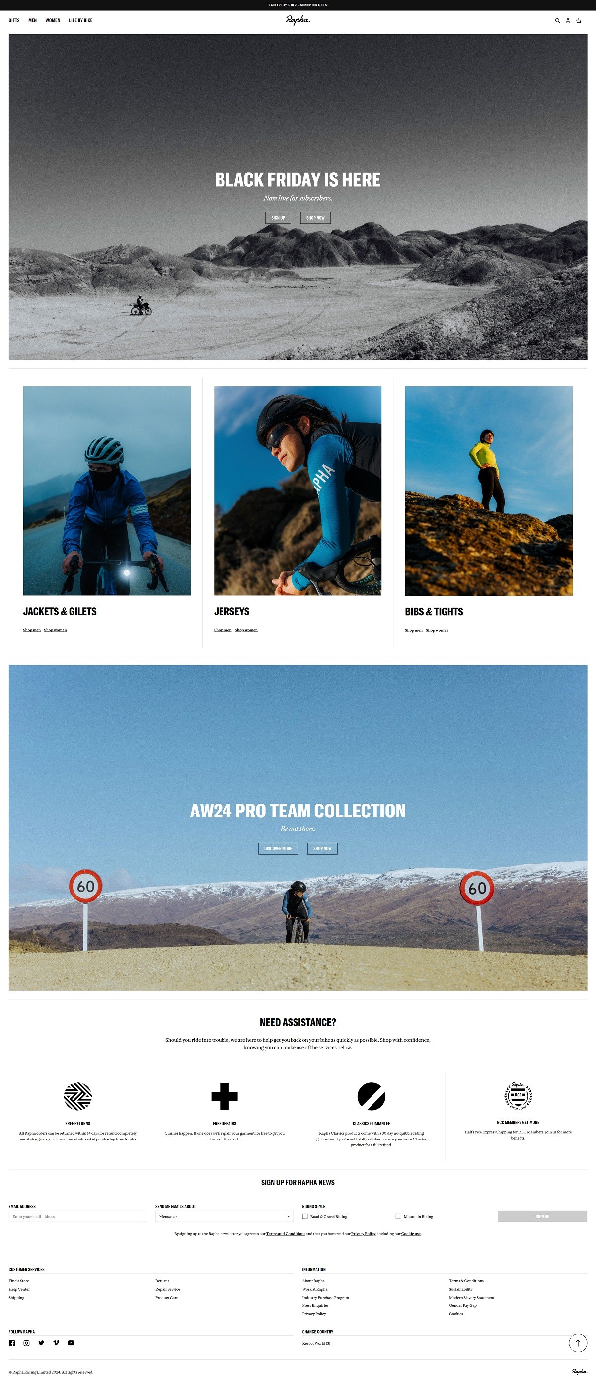 eCommerce website: Rapha