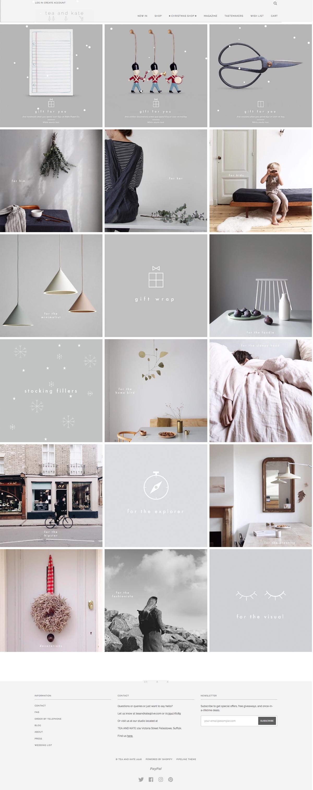 eCommerce website: Tea and Kate