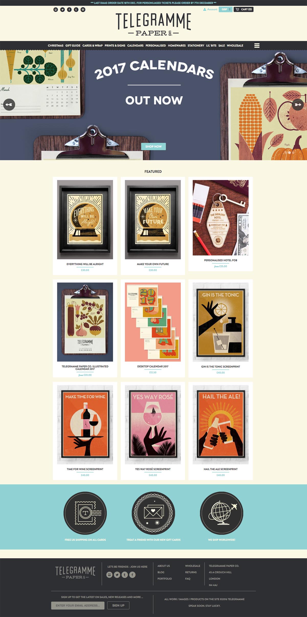 eCommerce website: Telegramme Paper Co.