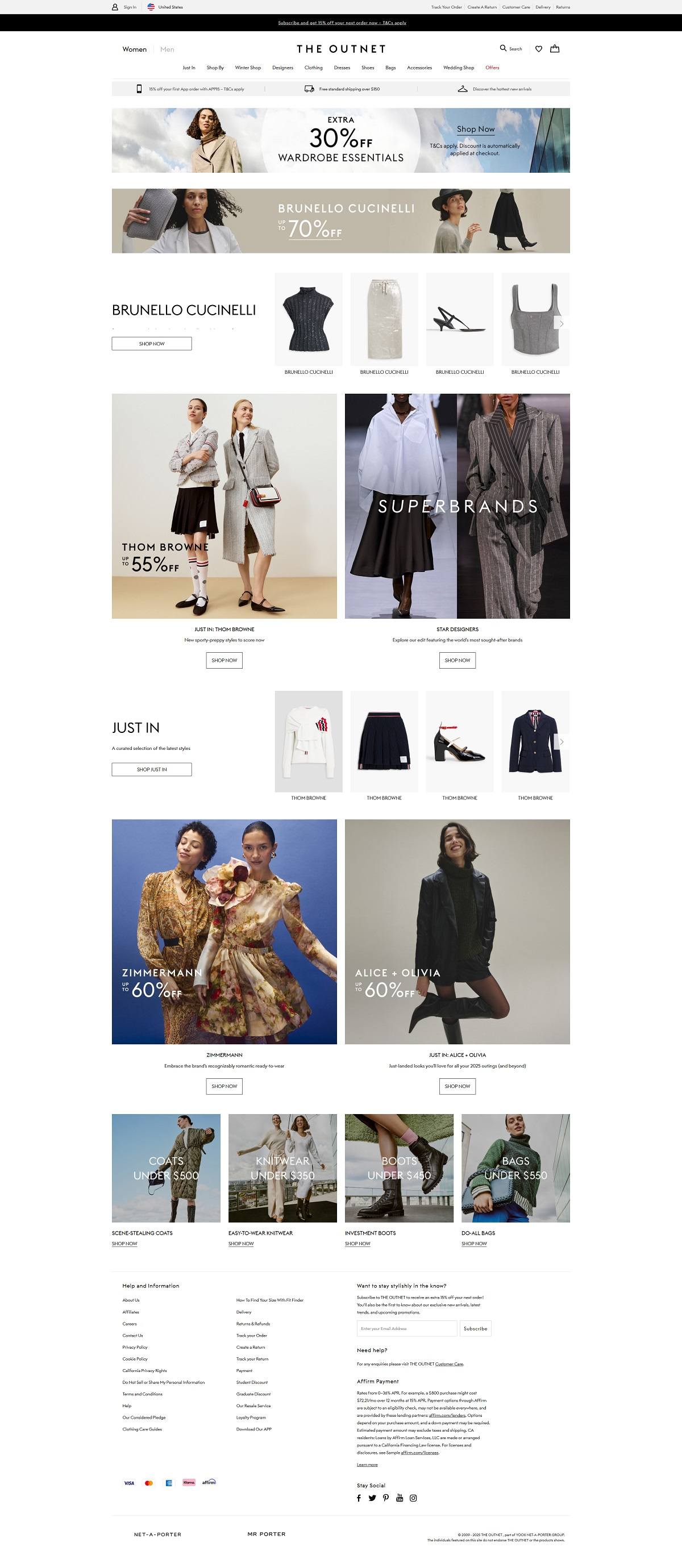 eCommerce website: The Outnet