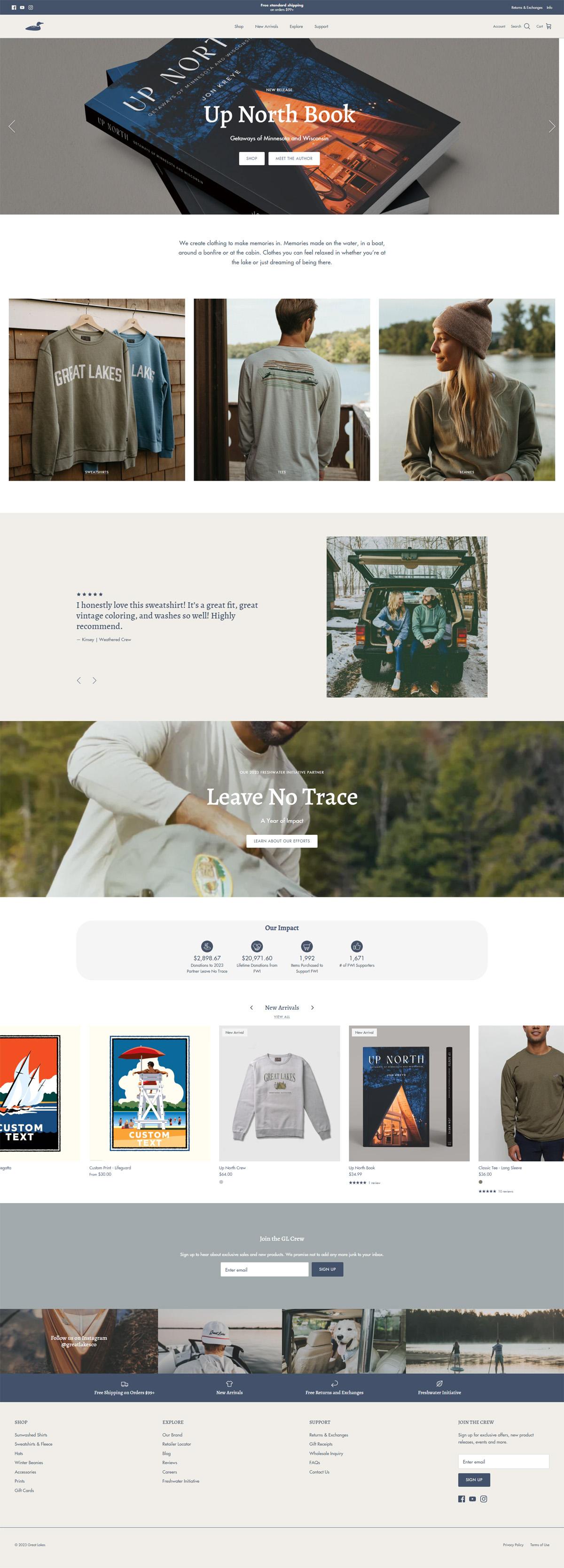 eCommerce website: Great Lakes