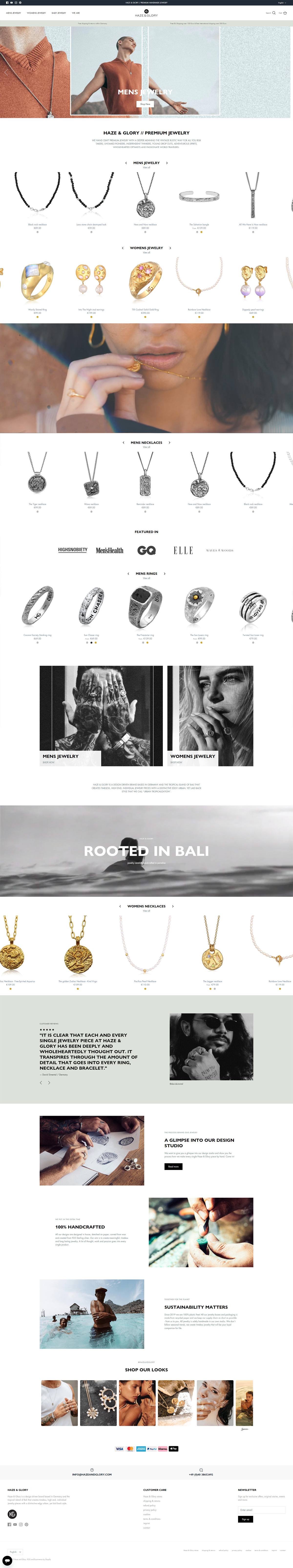 eCommerce website: Haze & Glory