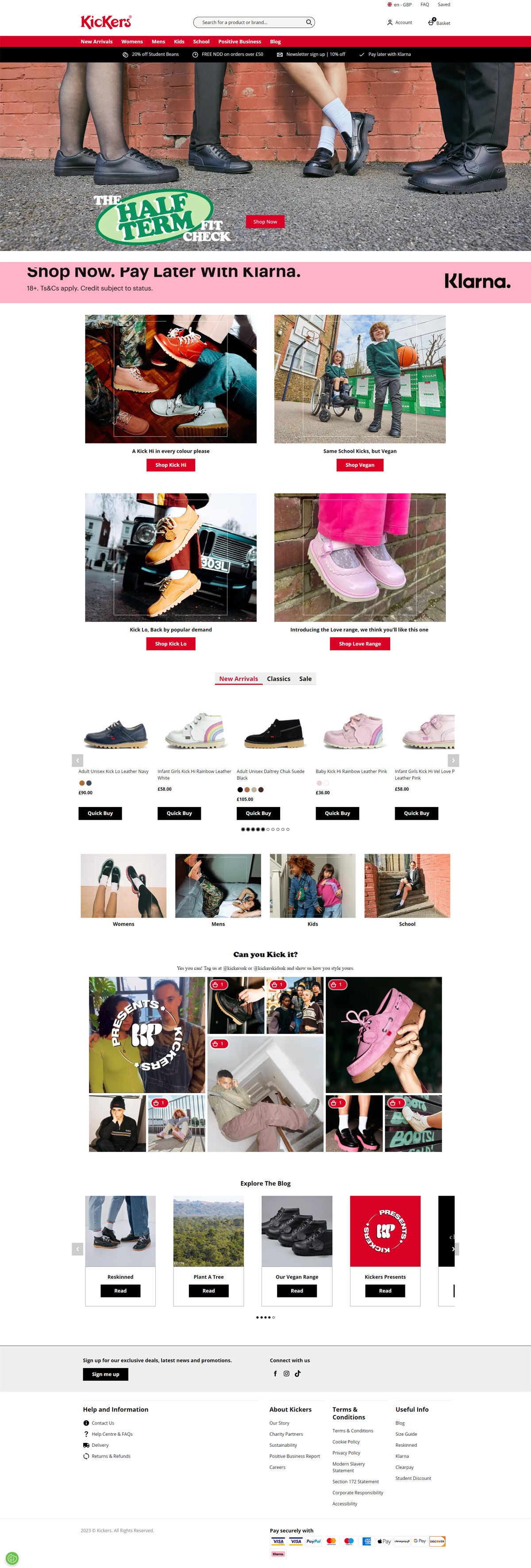 eCommerce website: Kickers