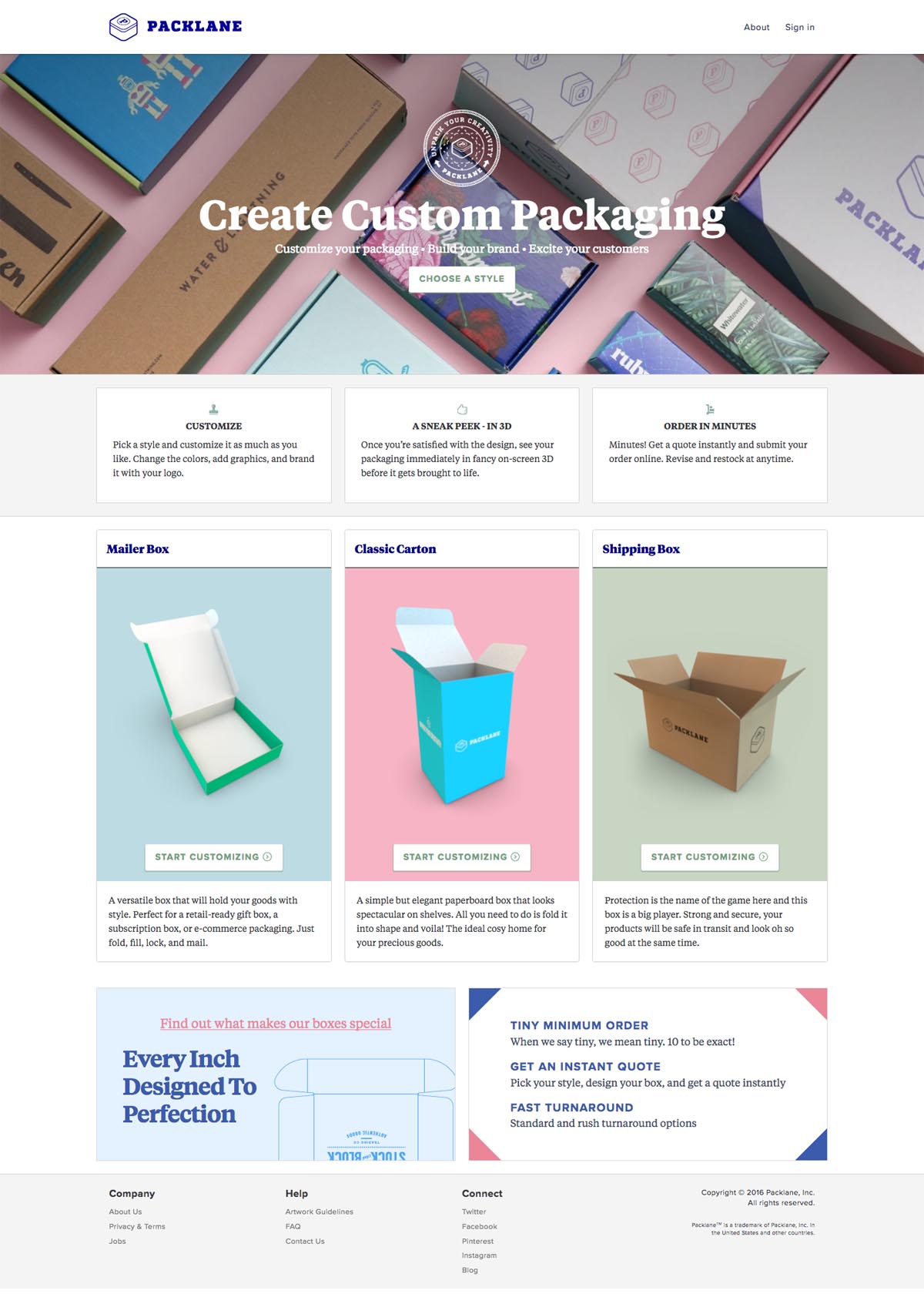 eCommerce website: Packlane