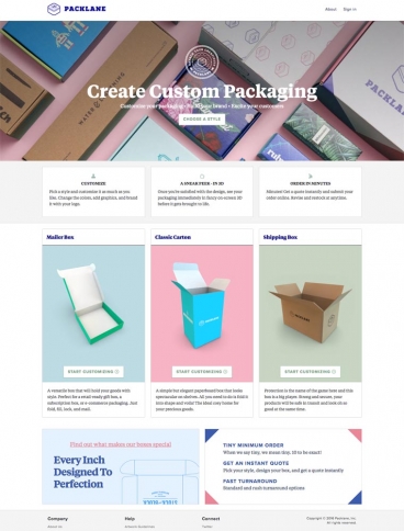 eCommerce website: Packlane