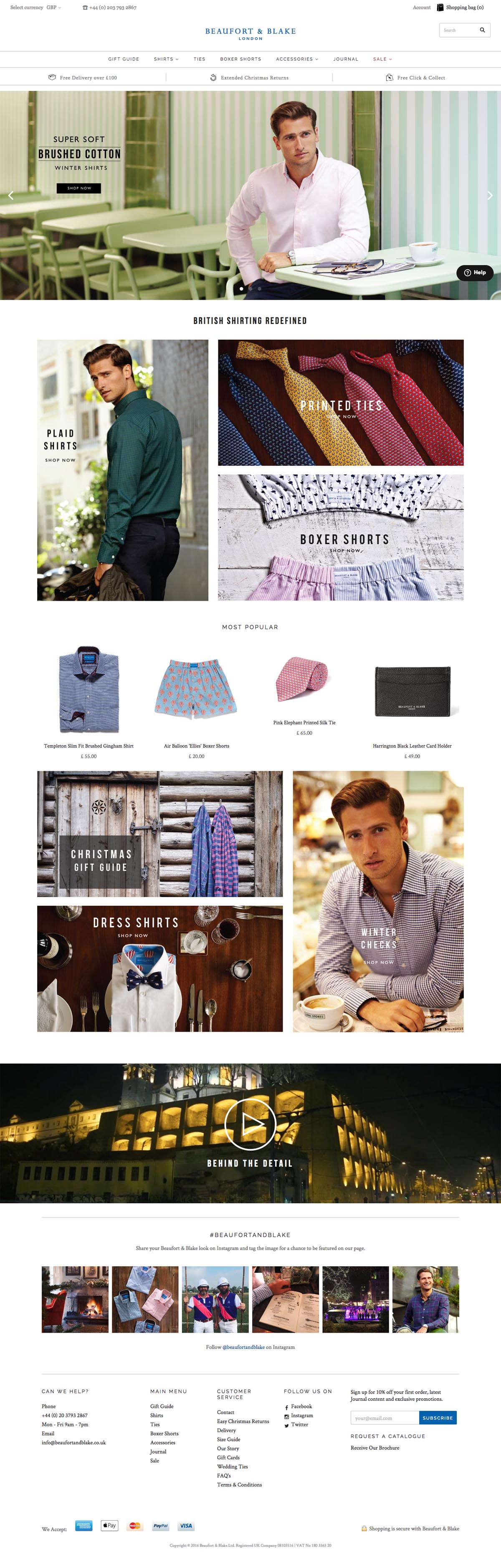 eCommerce website: Beaufort & Blake
