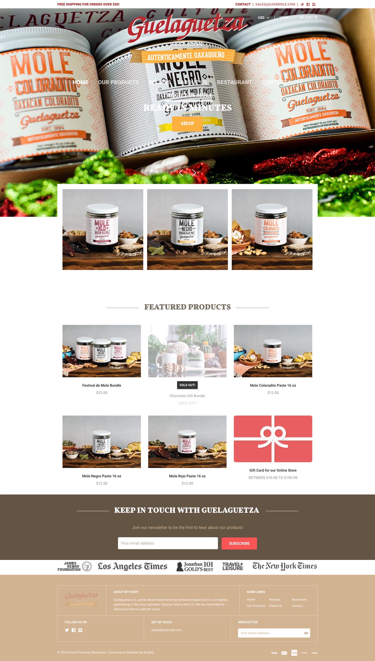 eCommerce website: Guelaguetza